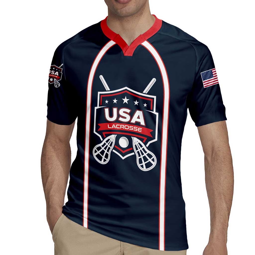 Custom USA 2025 Lacrosse Rugby Jersey USA Growing the Game Blue Version