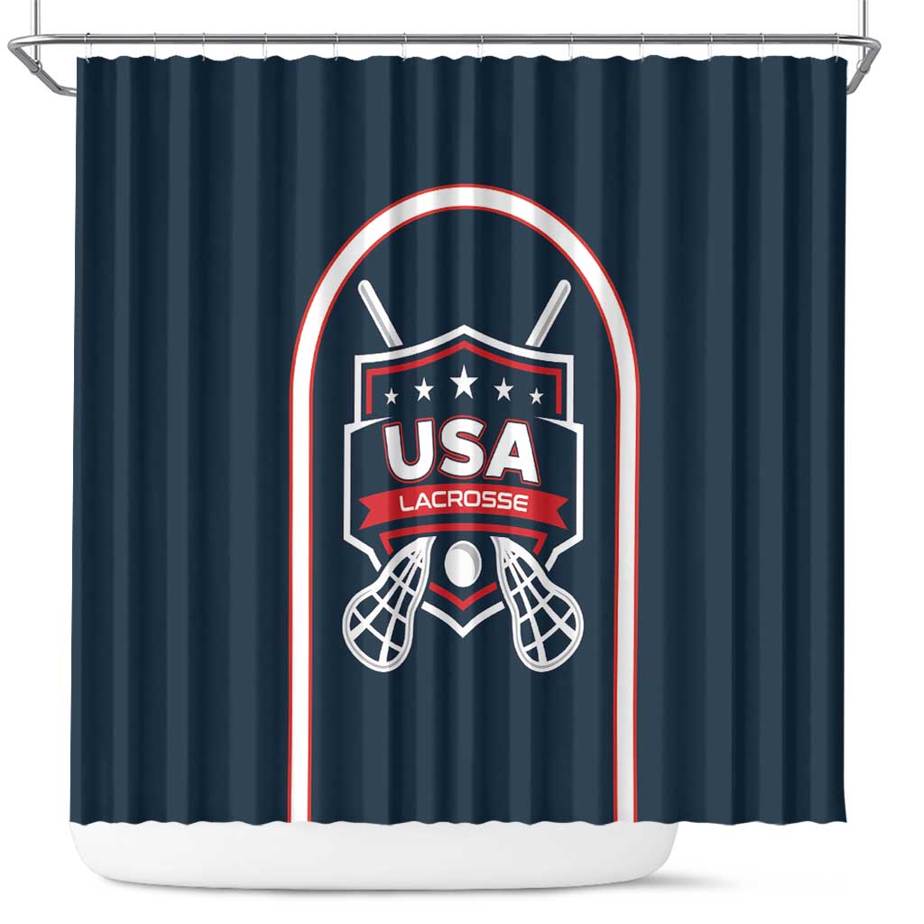USA 2025 Lacrosse Shower Curtain USA Growing the Game Blue Version