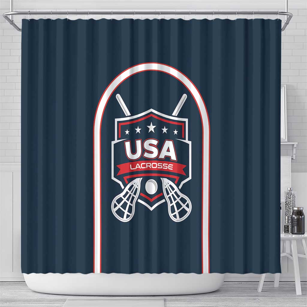 USA 2025 Lacrosse Shower Curtain USA Growing the Game Blue Version