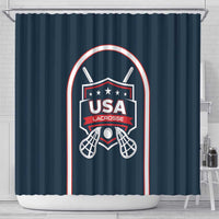 USA 2025 Lacrosse Shower Curtain USA Growing the Game Blue Version