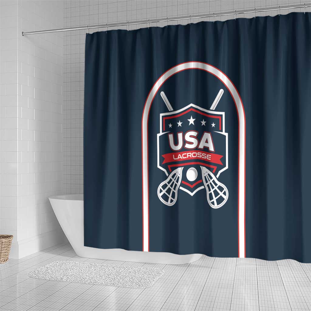 USA 2025 Lacrosse Shower Curtain USA Growing the Game Blue Version