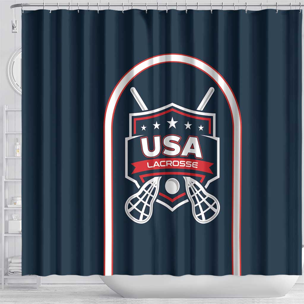 USA 2025 Lacrosse Shower Curtain USA Growing the Game Blue Version