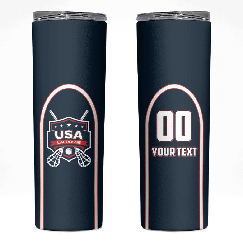 Custom USA 2025 Lacrosse Skinny Tumbler USA Growing the Game Blue Version
