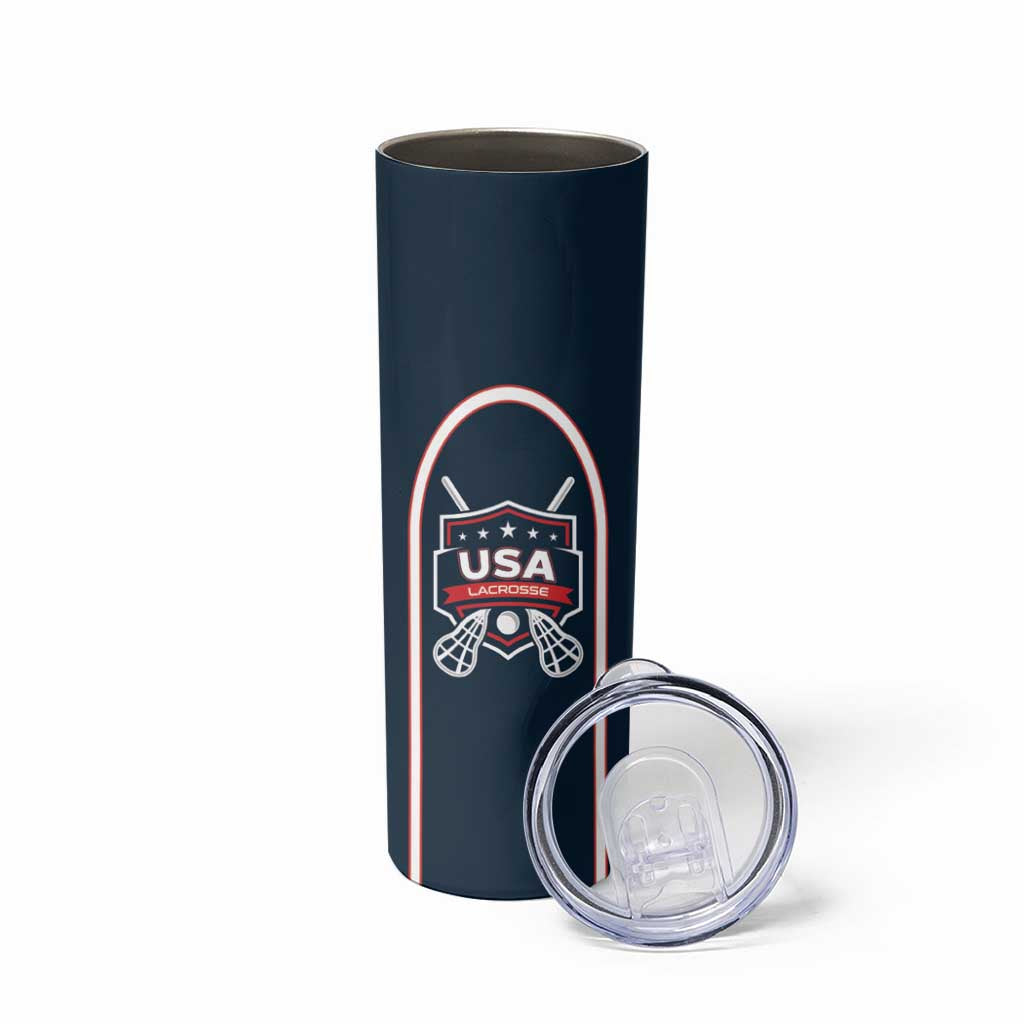 Custom USA 2025 Lacrosse Skinny Tumbler USA Growing the Game Blue Version