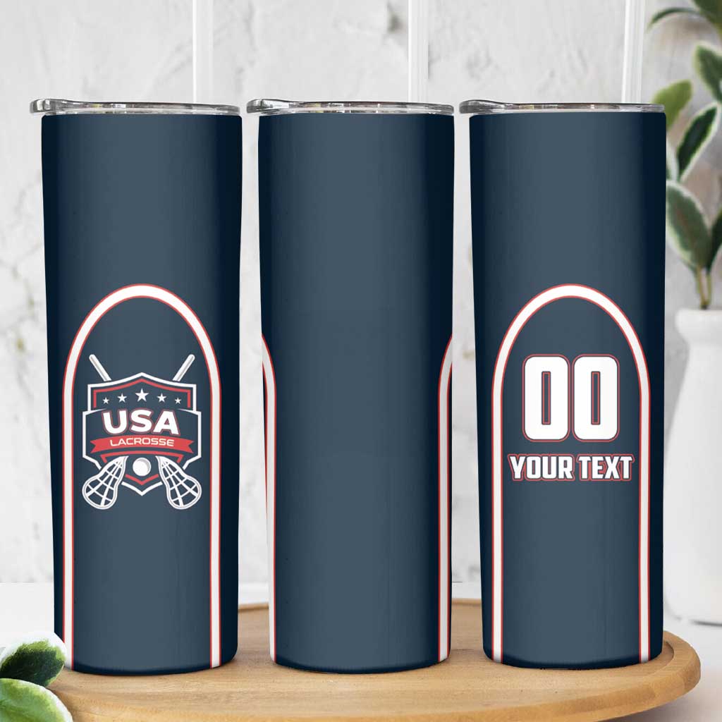 Custom USA 2025 Lacrosse Skinny Tumbler USA Growing the Game Blue Version