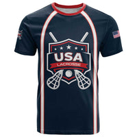Custom USA 2025 Lacrosse T Shirt USA Growing the Game Blue Version