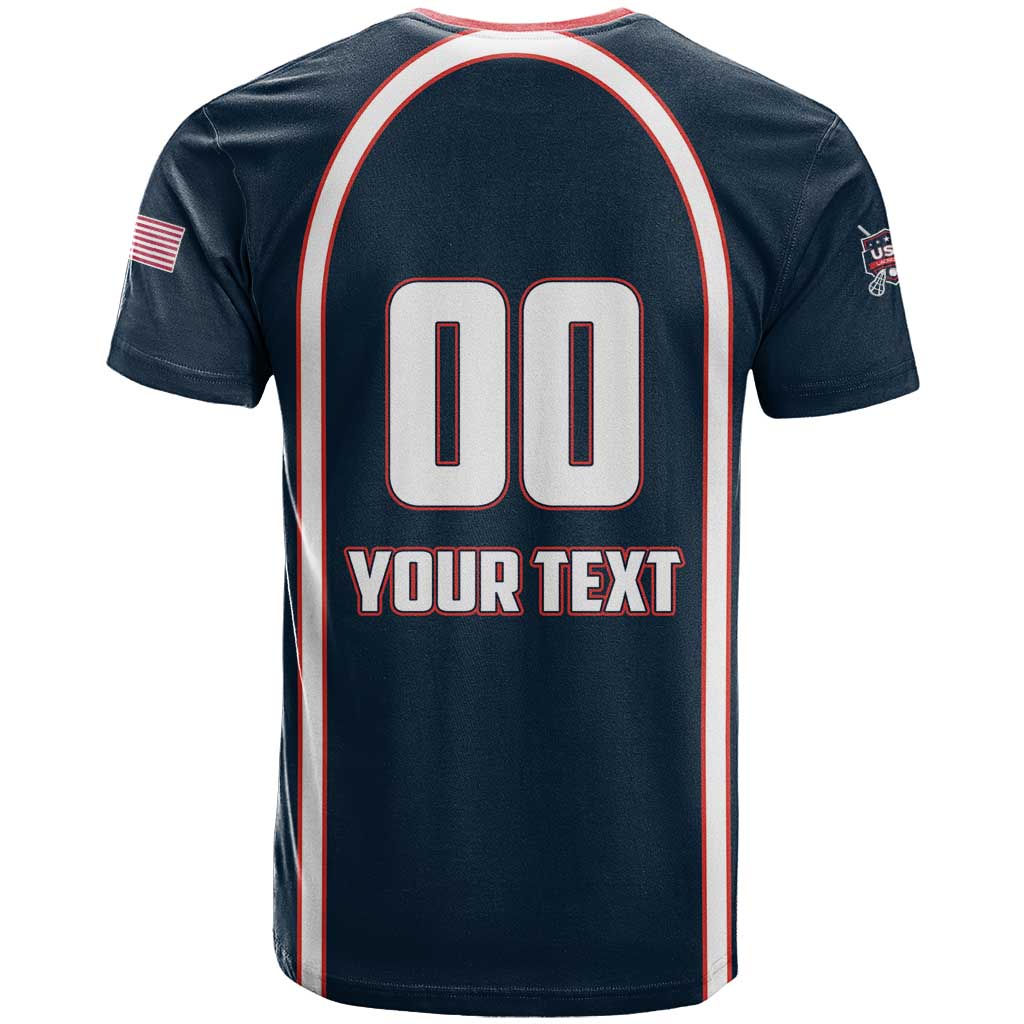 Custom USA 2025 Lacrosse T Shirt USA Growing the Game Blue Version