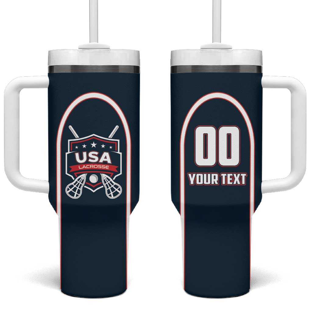 Custom USA 2025 Lacrosse Tumbler With Handle USA Growing the Game Blue Version