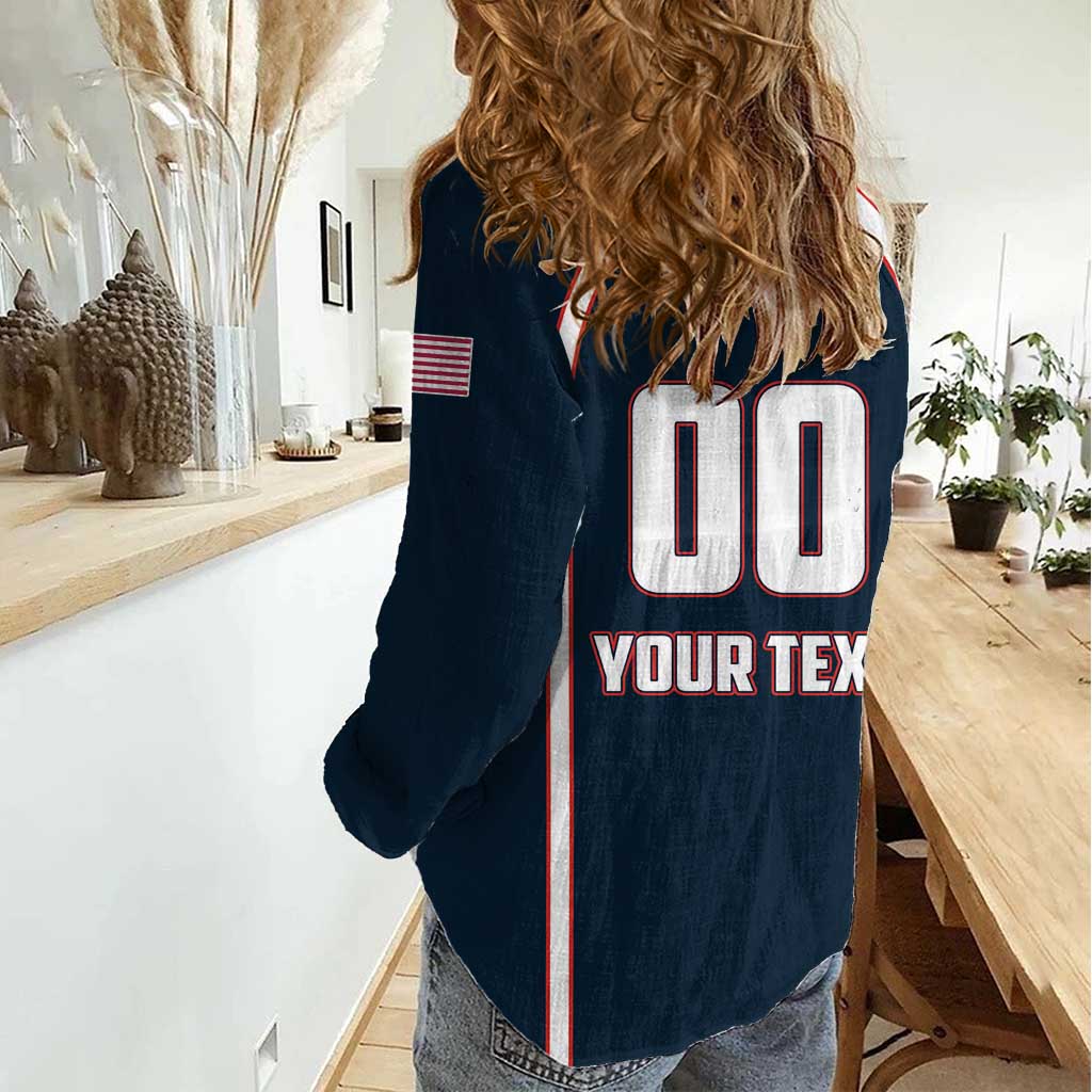 Custom USA 2025 Lacrosse Women Casual Shirt USA Growing the Game Blue Version