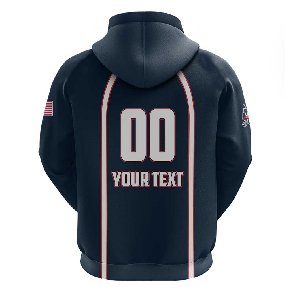 Custom USA 2025 Lacrosse Zip Hoodie USA Growing the Game Blue Version