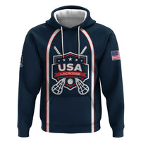 Custom USA 2025 Lacrosse Zip Hoodie USA Growing the Game Blue Version
