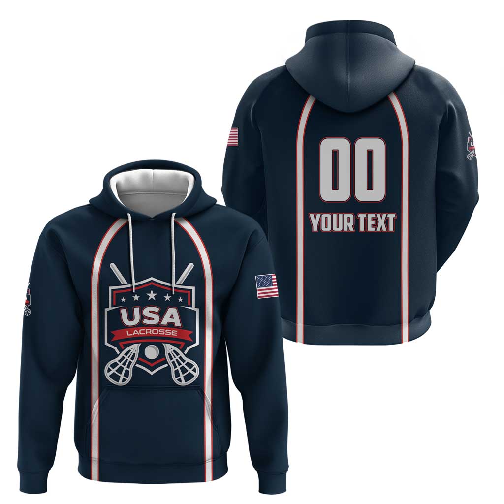 Custom USA 2025 Lacrosse Zip Hoodie USA Growing the Game Blue Version
