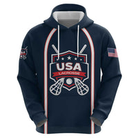 Custom USA 2025 Lacrosse Zip Hoodie USA Growing the Game Blue Version