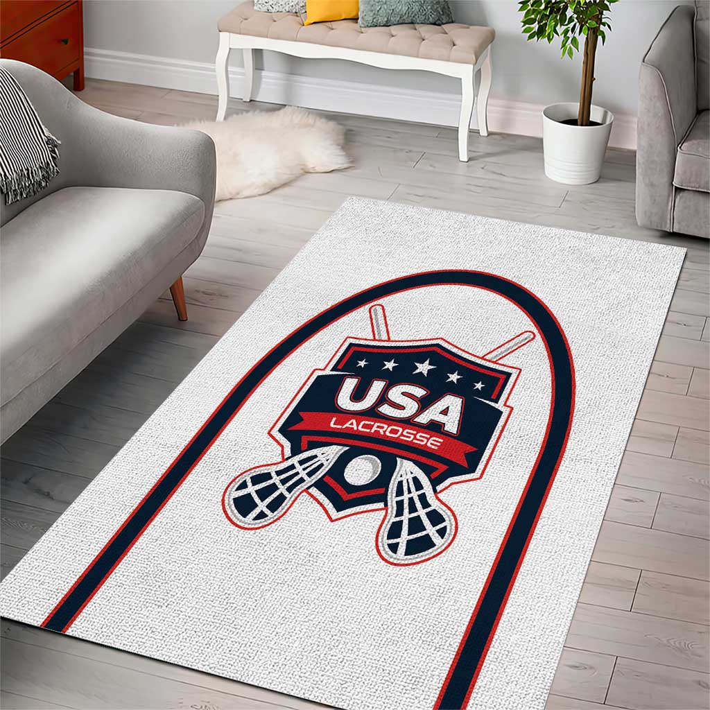 USA 2025 Lacrosse Area Rug USA Growing the Game White Version