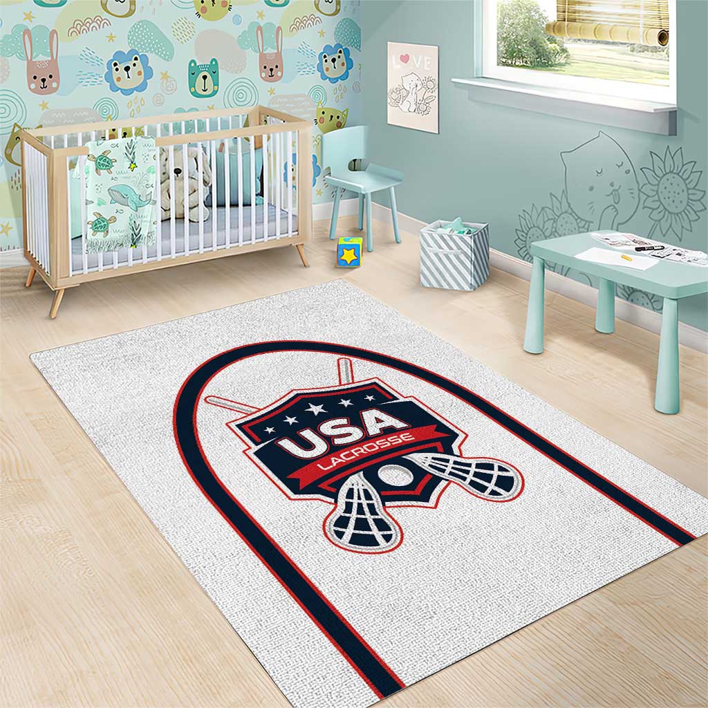 USA 2025 Lacrosse Area Rug USA Growing the Game White Version