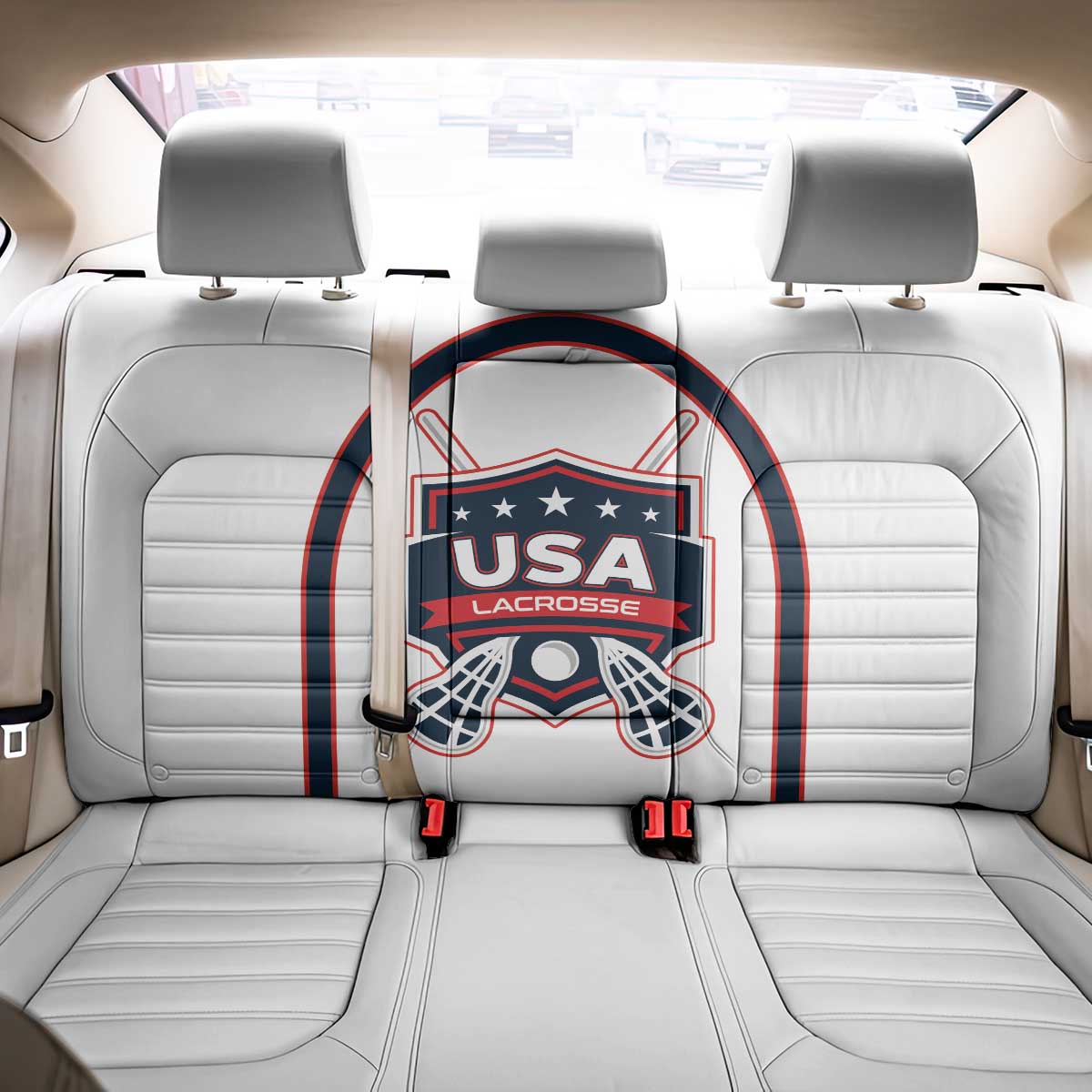 USA 2025 Lacrosse Back Car Seat Cover USA Growing the Game White Version