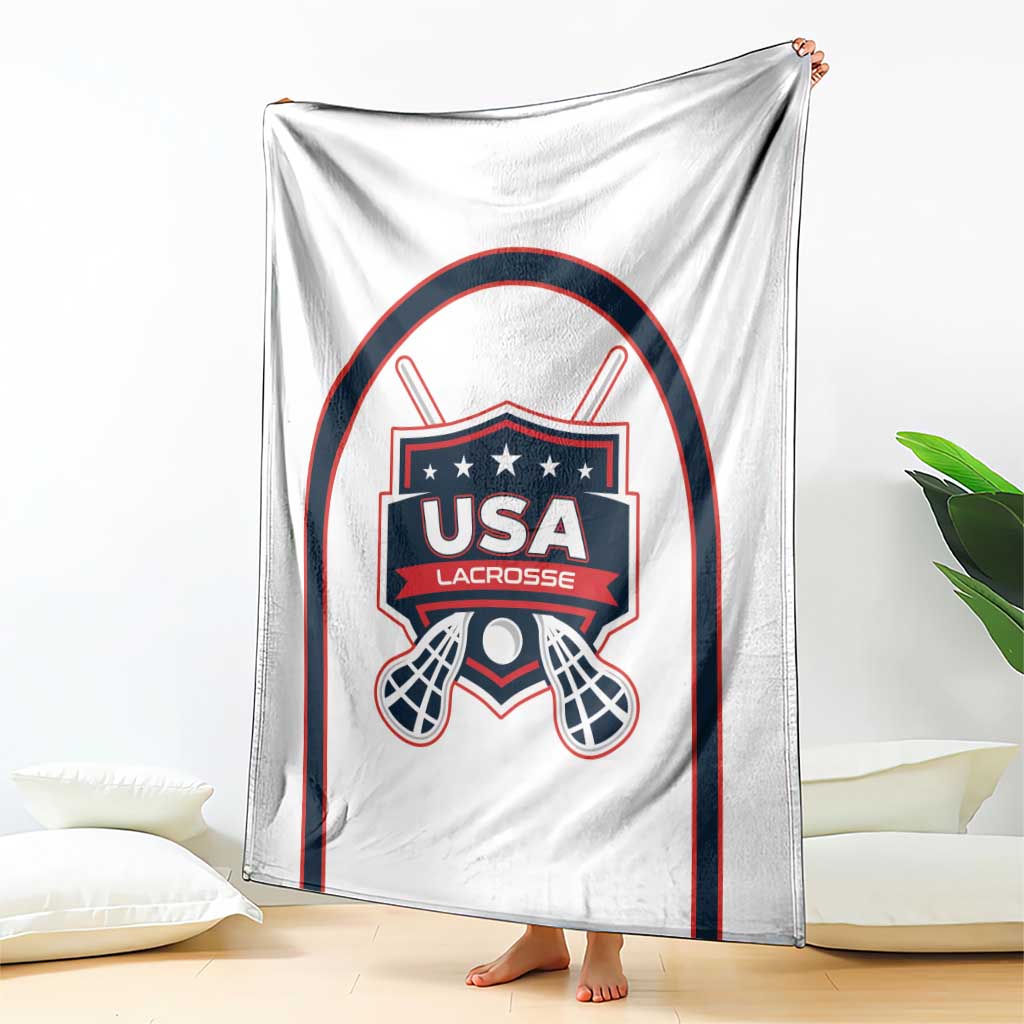 USA 2025 Lacrosse Blanket USA Growing the Game White Version