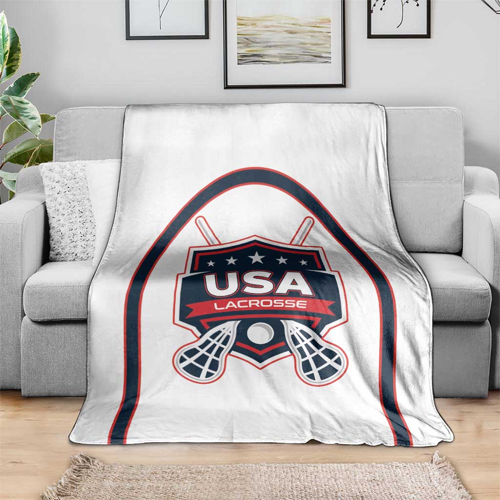 USA 2025 Lacrosse Blanket USA Growing the Game White Version