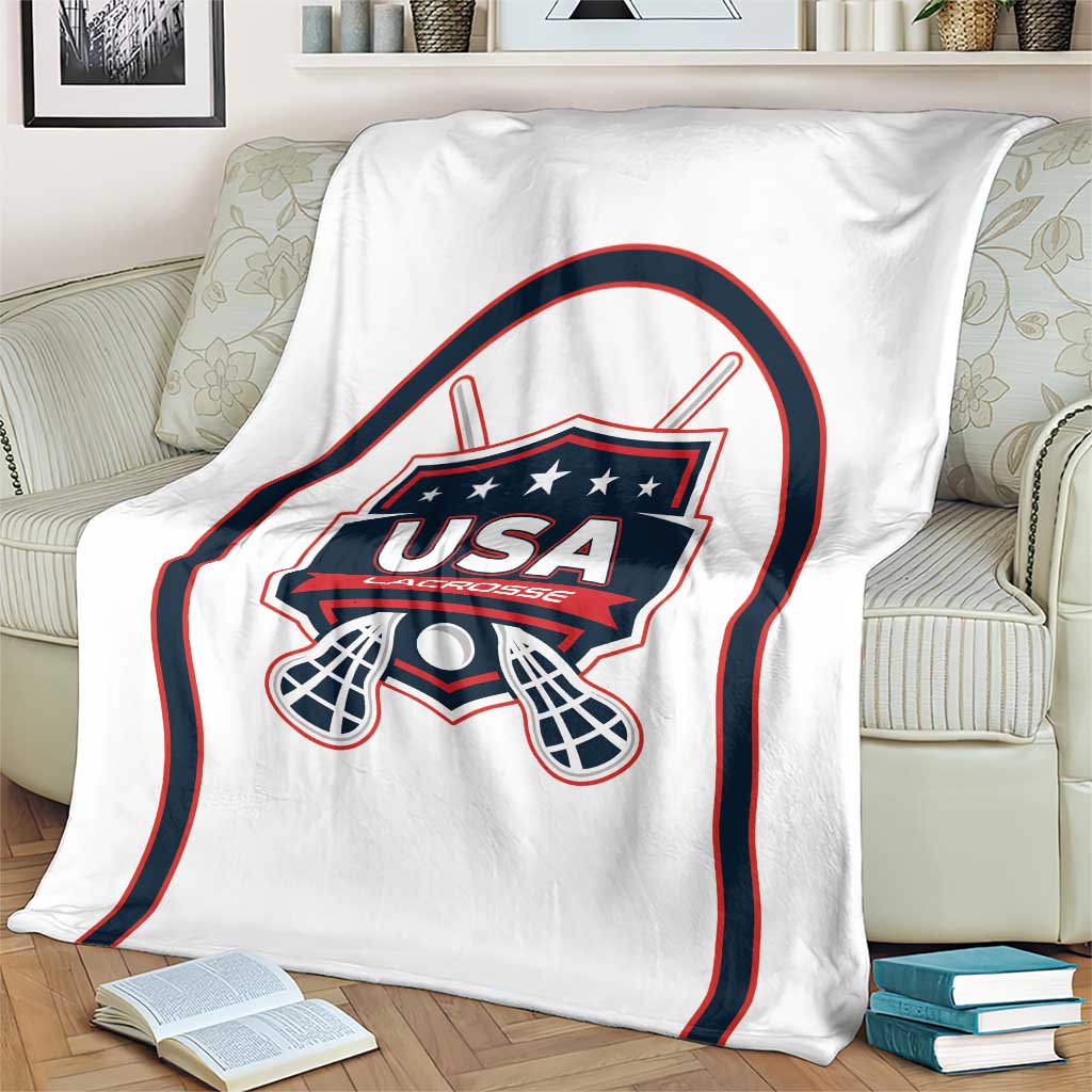 USA 2025 Lacrosse Blanket USA Growing the Game White Version