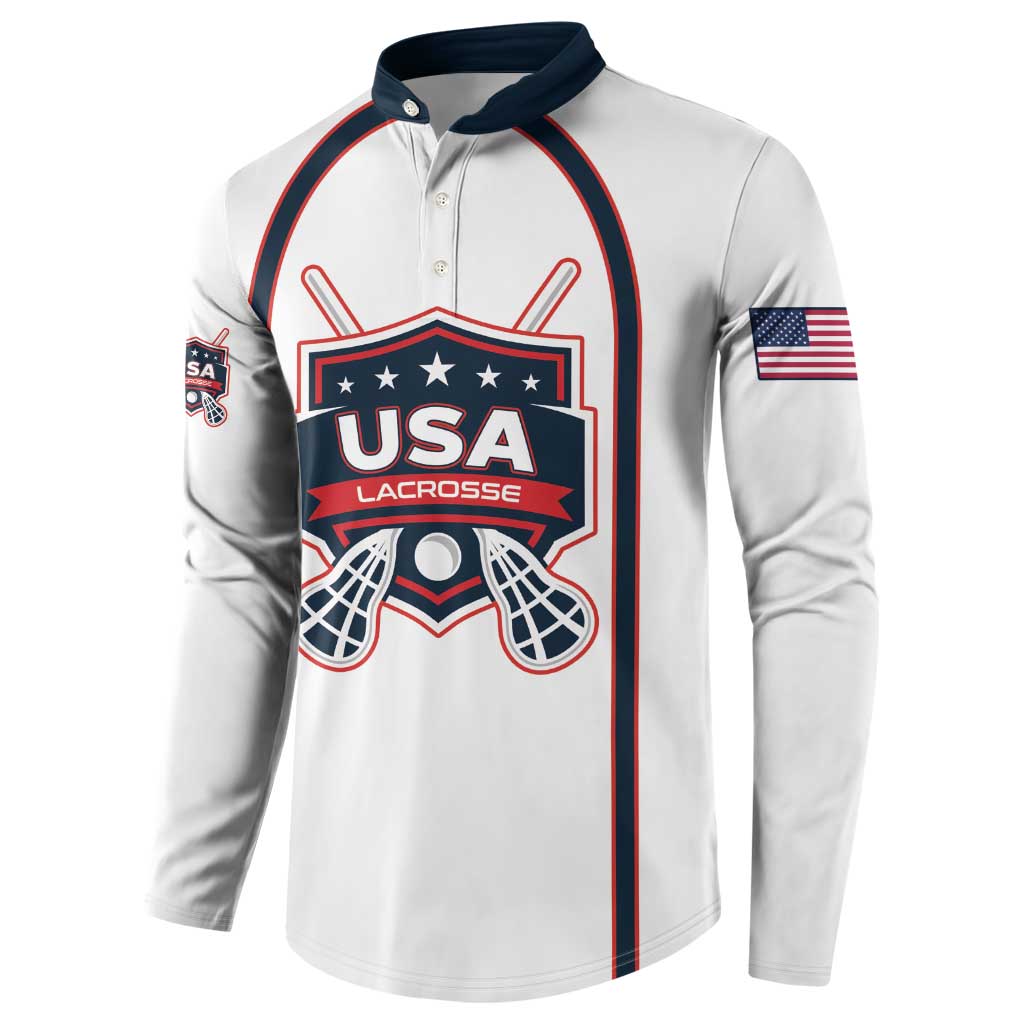 Custom USA 2025 Lacrosse Button Sweatshirt USA Growing the Game White Version