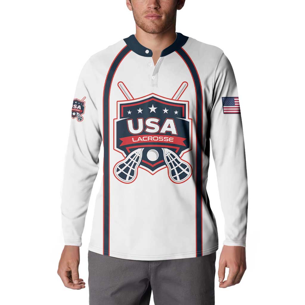 Custom USA 2025 Lacrosse Button Sweatshirt USA Growing the Game White Version