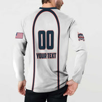 Custom USA 2025 Lacrosse Button Sweatshirt USA Growing the Game White Version