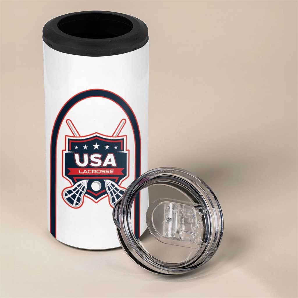 Custom USA 2025 Lacrosse 4 in 1 Can Cooler Tumbler USA Growing the Game White Version