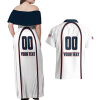 Custom USA 2025 Lacrosse Couples Matching Off Shoulder Maxi Dress and Hawaiian Shirt USA Growing the Game White Version