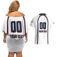 Custom USA 2025 Lacrosse Couples Matching Off Shoulder Short Dress and Hawaiian Shirt USA Growing the Game White Version