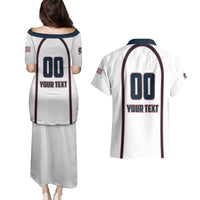 Custom USA 2025 Lacrosse Couples Matching Puletasi and Hawaiian Shirt USA Growing the Game White Version