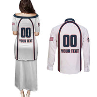 Custom USA 2025 Lacrosse Couples Matching Puletasi and Long Sleeve Button Shirt USA Growing the Game White Version
