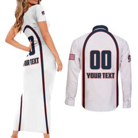 Custom USA 2025 Lacrosse Couples Matching Short Sleeve Bodycon Dress and Long Sleeve Button Shirt USA Growing the Game White Version