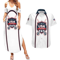 Custom USA 2025 Lacrosse Couples Matching Summer Maxi Dress and Hawaiian Shirt USA Growing the Game White Version