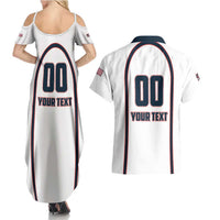 Custom USA 2025 Lacrosse Couples Matching Summer Maxi Dress and Hawaiian Shirt USA Growing the Game White Version