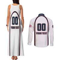 Custom USA 2025 Lacrosse Couples Matching Tank Maxi Dress and Long Sleeve Button Shirt USA Growing the Game White Version