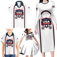 Custom USA 2025 Lacrosse Family Matching Long Sleeve Bodycon Dress and Hawaiian Shirt USA Growing the Game White Version