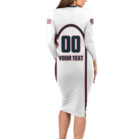 Custom USA 2025 Lacrosse Family Matching Long Sleeve Bodycon Dress and Hawaiian Shirt USA Growing the Game White Version