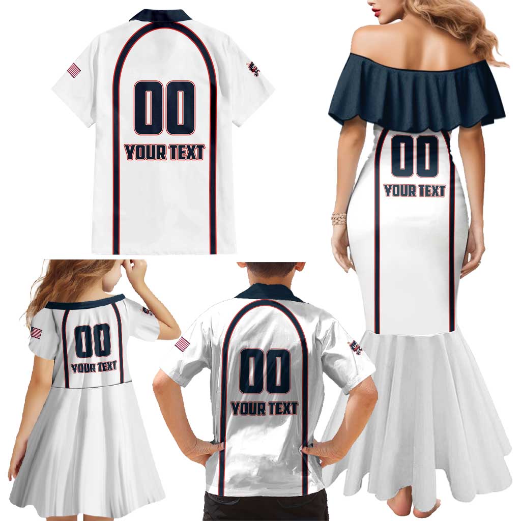 Custom USA 2025 Lacrosse Family Matching Mermaid Dress and Hawaiian Shirt USA Growing the Game White Version
