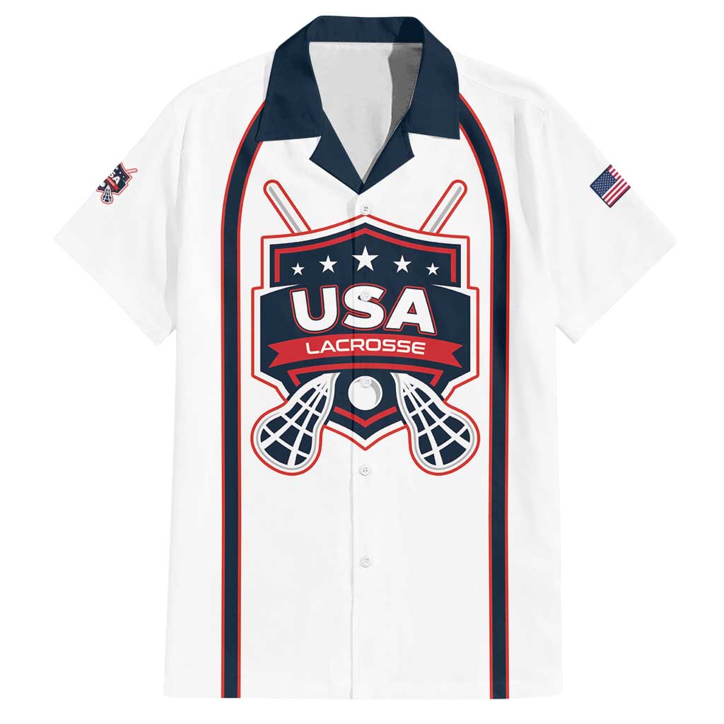 Custom USA 2025 Lacrosse Family Matching Off Shoulder Maxi Dress and Hawaiian Shirt USA Growing the Game White Version