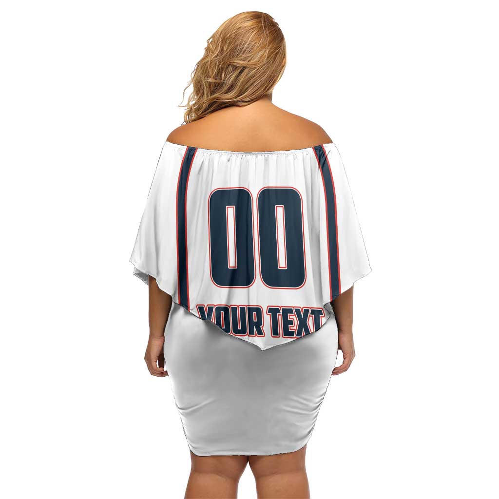 Custom USA 2025 Lacrosse Family Matching Off Shoulder Short Dress and Hawaiian Shirt USA Growing the Game White Version
