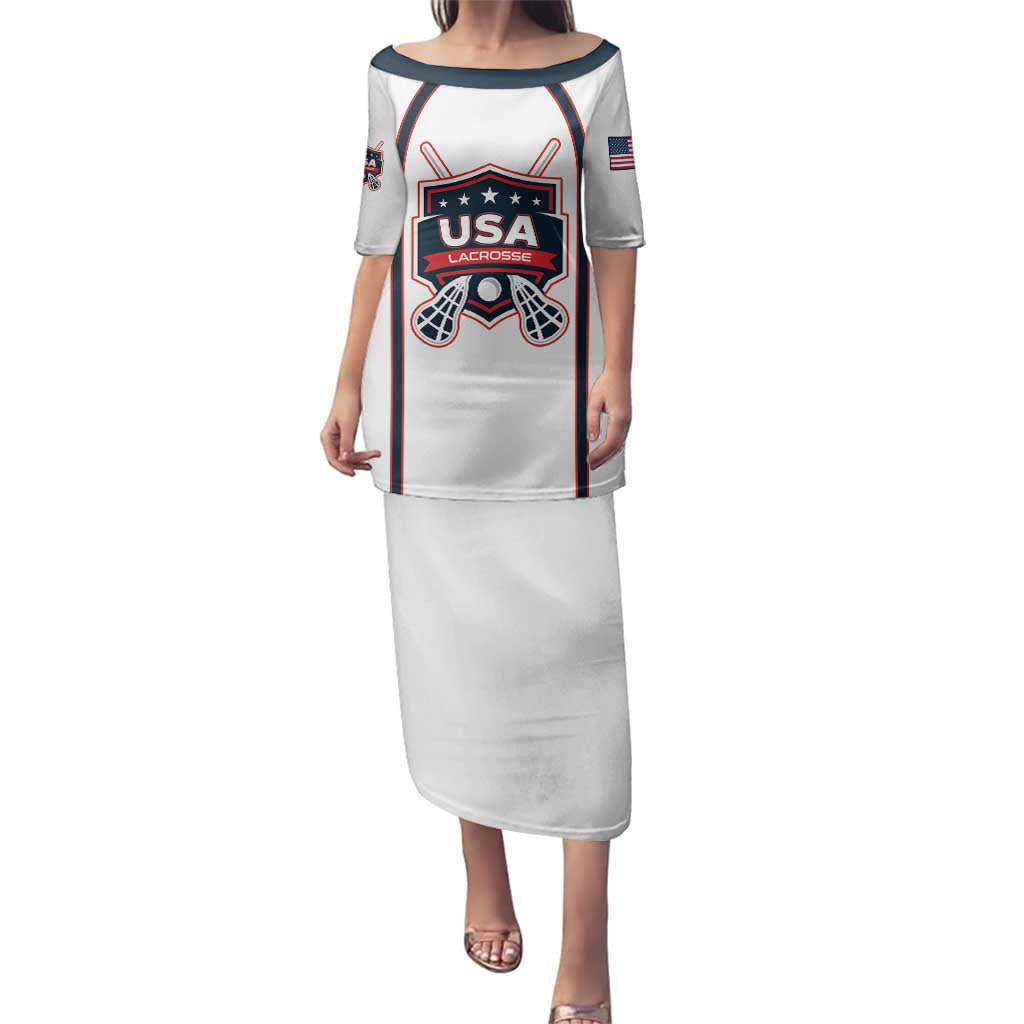 Custom USA 2025 Lacrosse Family Matching Puletasi and Hawaiian Shirt USA Growing the Game White Version