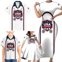 Custom USA 2025 Lacrosse Family Matching Short Sleeve Bodycon Dress and Hawaiian Shirt USA Growing the Game White Version