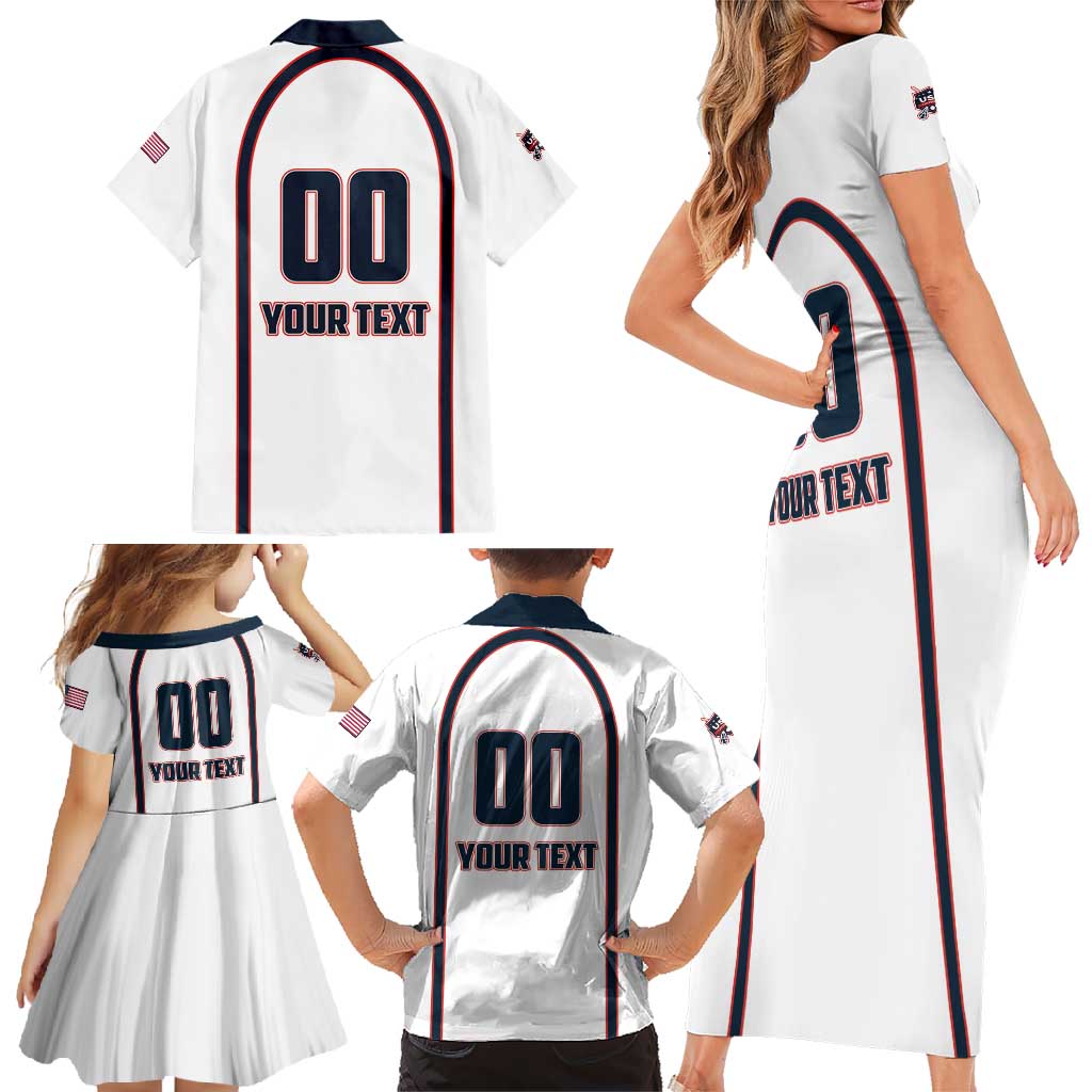 Custom USA 2025 Lacrosse Family Matching Short Sleeve Bodycon Dress and Hawaiian Shirt USA Growing the Game White Version