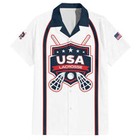 Custom USA 2025 Lacrosse Family Matching Short Sleeve Bodycon Dress and Hawaiian Shirt USA Growing the Game White Version