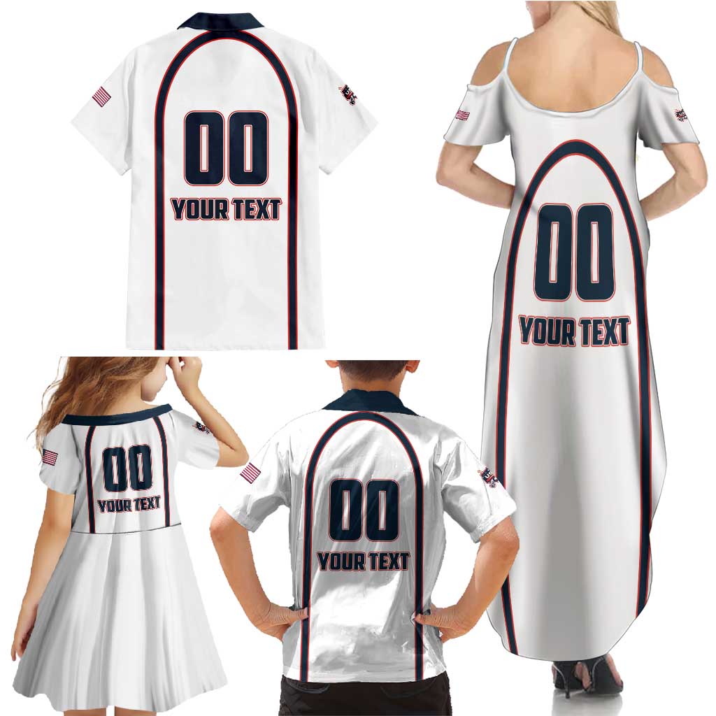 Custom USA 2025 Lacrosse Family Matching Summer Maxi Dress and Hawaiian Shirt USA Growing the Game White Version