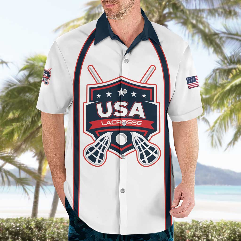 Custom USA 2025 Lacrosse Hawaiian Shirt USA Growing the Game White Version