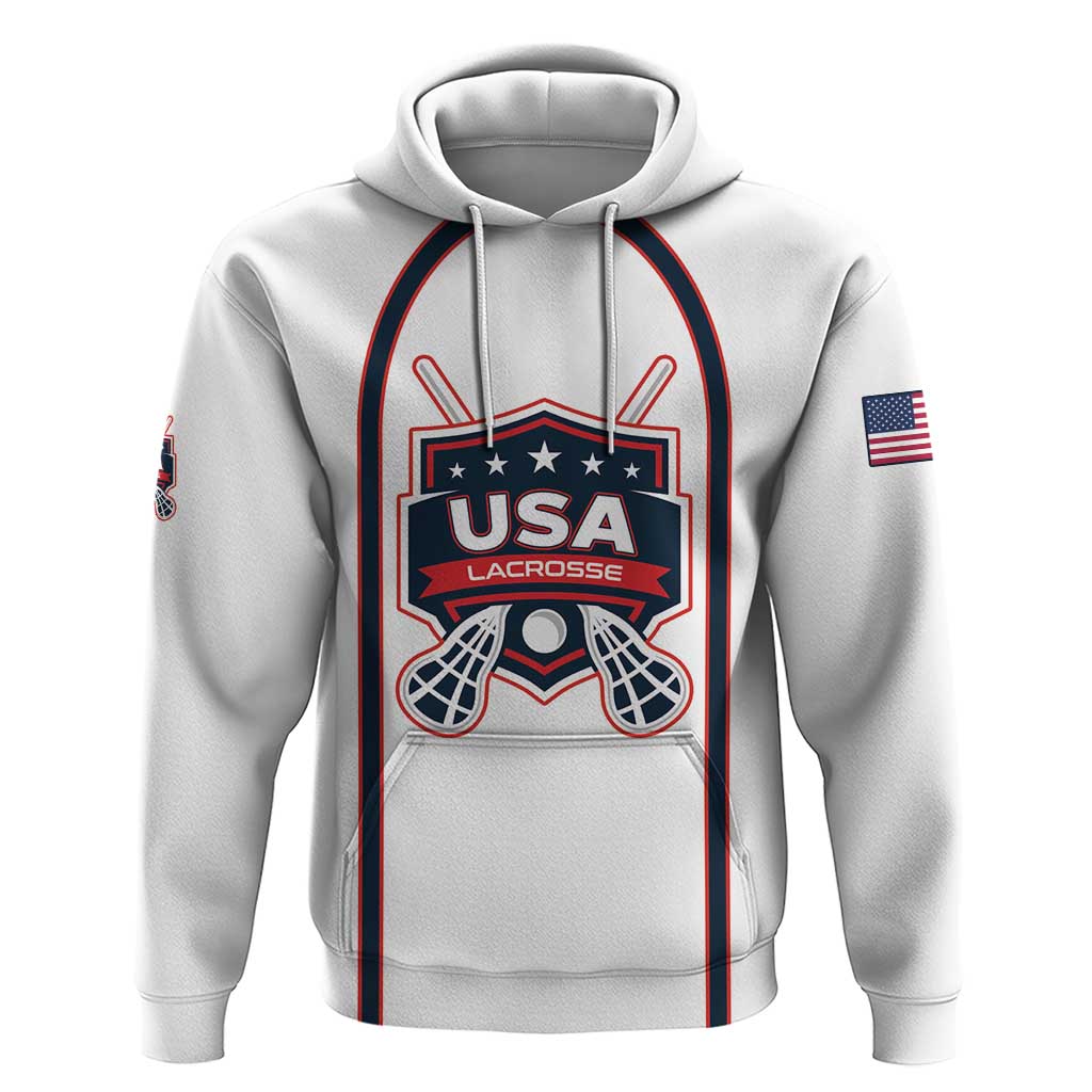 Custom USA 2025 Lacrosse Hoodie USA Growing the Game White Version
