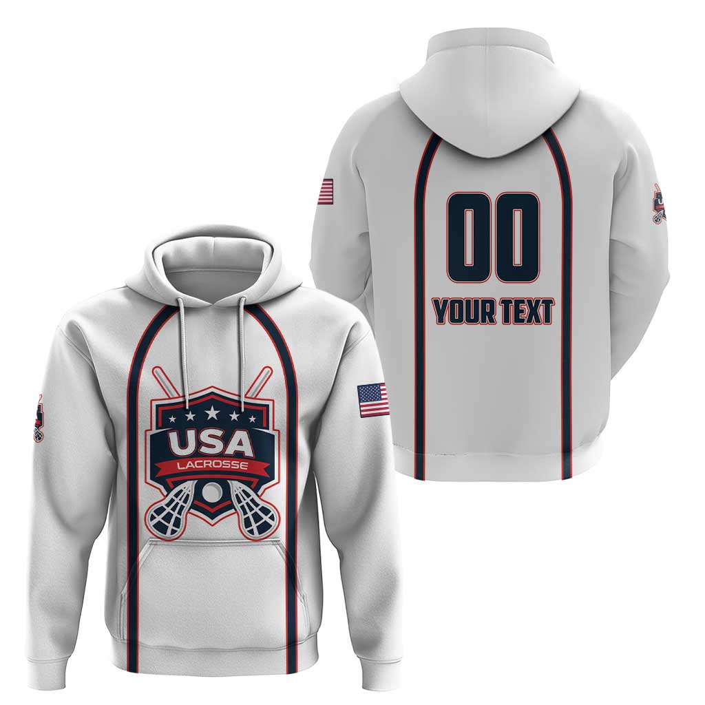 Custom USA 2025 Lacrosse Hoodie USA Growing the Game White Version