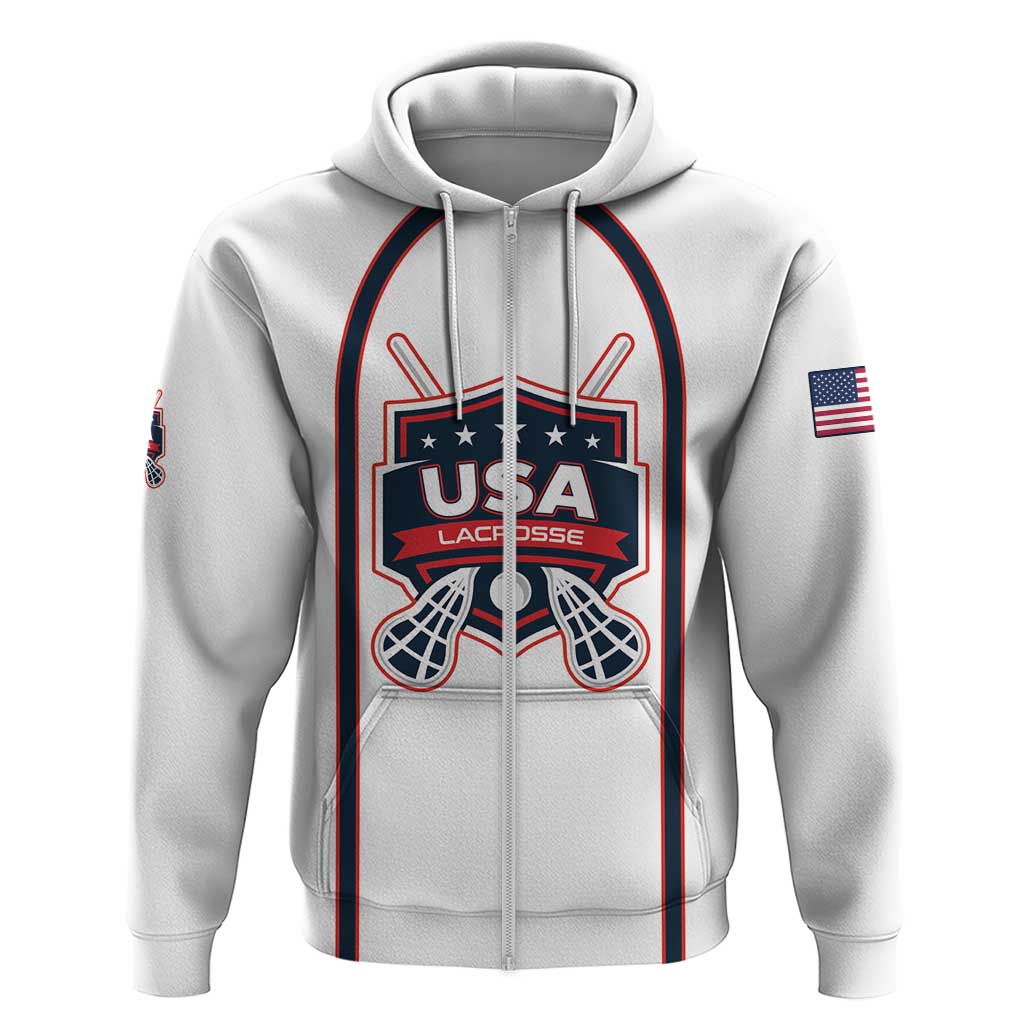 Custom USA 2025 Lacrosse Hoodie USA Growing the Game White Version
