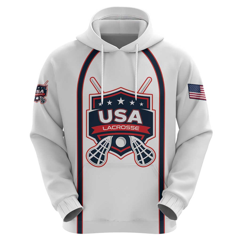 Custom USA 2025 Lacrosse Hoodie USA Growing the Game White Version